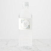Blaue Blumen, weiße Blume, Boho, Brautparty Wasserflaschenetikett (Vorderseite)