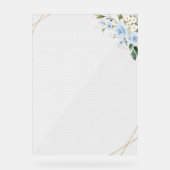 Blaue Blumen, weiße Blume, Boho, Sitzplan Acrylschild (Vorderseite)