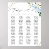 Blaue Blumen, weiße Blume, Boho, Sitzplan Poster (Vorne)