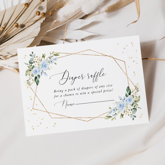 Blaue Blumen, weiße Blume, Boho, Windeln Begleitkarte