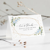 Blaue Blumen, weiße Blume, Grünpflanzen, Babydusch Dankeskarte