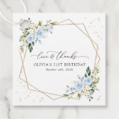 Blaue Blumen, weiße Blume, Grünpflanzen, Geburtsta Geschenkanhänger (Vorderseite)