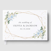 Blaue Blumen, weiße Blume, Grünpflanzen, Hochzeit Gästebuch (Vorderseite)