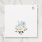 Blaue Blumen, weiße Blume, Grünpflanzen, Hochzeit Geschenkanhänger (Rückseite)