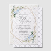 Blaue Blumen, weiße Blume, Grünpflanzen, Hochzeit Pergament Einladungen (Versetzt (Einladung))