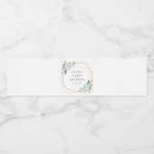 Blaue Blumen, weiße Blume, Grünpflanzen, Hochzeit Wasserflaschenetikett (Einzelnes Label)