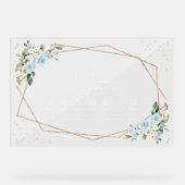 Blaue Blumen, weiße Blume, Hochzeitstunde Acrylschild (Vorderseite)