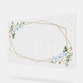 Blaue Blumen, weiße Blume, Hochzeitstunde Acrylschild (Winkel)