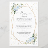 Blaue Blumen, Weiße Blumen, Boho, Hochzeitsmenü (Vorderseite)
