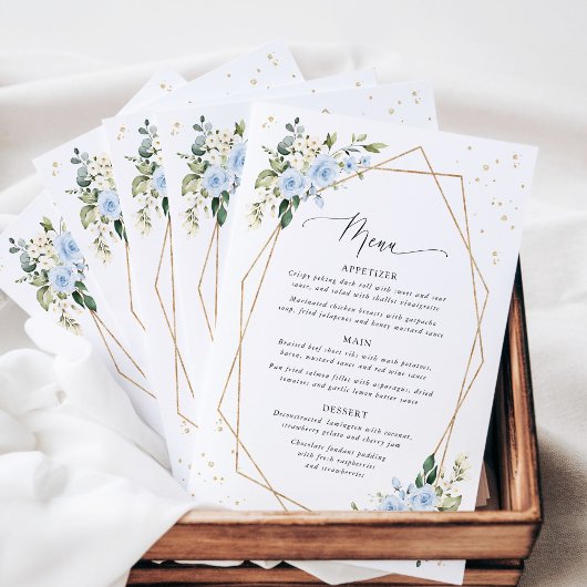 Blaue Blumen, Weiße Blumen, Boho, Hochzeitsmenü