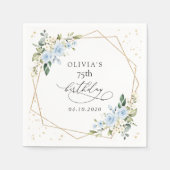 Blaue Blumen, Weiße Blumen, Grün, Geburtstag Serviette (Vorderseite)