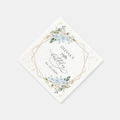Blaue Blumen, Weiße Blumen, Grün, Geburtstag Serviette (Ecke)