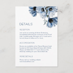 Blaue Blumen Weiße Casual Begleitkarte