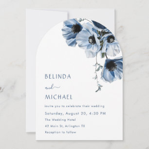 Blaue Blumen Weiße Casual-Hochzeit Einladung