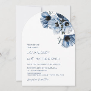 Blaue Blumen Weiße Hochzeitseinladung Einladung