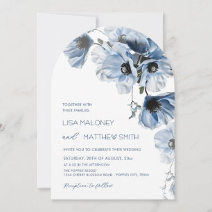 Blaue Blumen Weiße Hochzeitseinladung Einladung