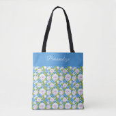Blaue Blumen Weiße Rose Trendiger Stil Tasche (Vorderseite)