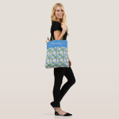 Blaue Blumen Weiße Rose Trendiger Stil Tasche (Am Model)