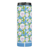 Blaue Blumen Weiße Rose Trendiger Stil Thermosbecher (Rückseite)