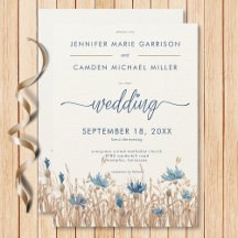 Blaue Blumen & Weizenfeld Moderne Hochzeit