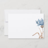 Blaue Blumen & Weizenfeld Moderne Hochzeit Save The Date (Rückseite)