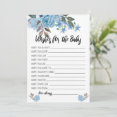 Blaue Blumen-Wünsche für die Baby-Duschen-Karten Einladung (Stehend Vorderseite)