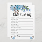 Blaue Blumen-Wünsche für die Baby-Duschen-Karten Einladung (Vorne/Hinten)
