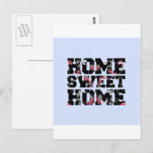 Blaue Blumen Zuhause mit Zuhause-Design Postkarte (Vorne/Hinten)