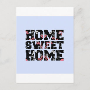 Blaue Blumen Zuhause mit Zuhause-Design Postkarte
