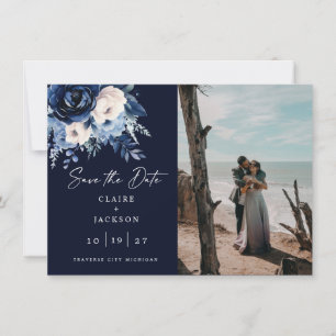 Blaue Blumen Zwei Foto Save The Date