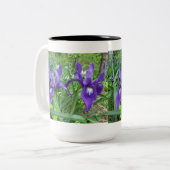 Blaue Blumen Zweifarbige Tasse (Vorderseite Links)