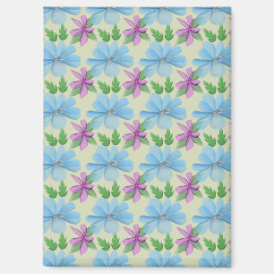 Blaue Blumenaesthetic   Wasserfarben-Blume Magnet