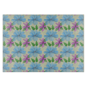 Blaue Blumenaesthetic   Wasserfarben-Blume Schneidebrett