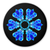 Blaue Blumenblätter Keramikknauf (Vorderseite)