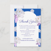 Blaue Blumenbogen-Hochzeit-Dankeskarten Dankeskarte (Vorderseite)