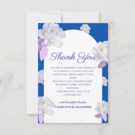 Blaue Blumenbogen-Hochzeit-Dankeskarten Dankeskarte