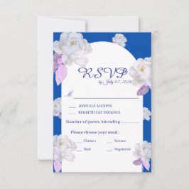 Blaue Blumenbogen-Hochzeits-RSVP-Karte RSVP Karte
