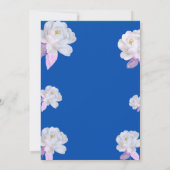Blaue Blumenbogen-Hochzeitsdetails Karte (Rückseite)