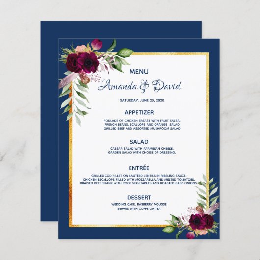 Blaue Blumenbordeaux (Vorne/Hinten)