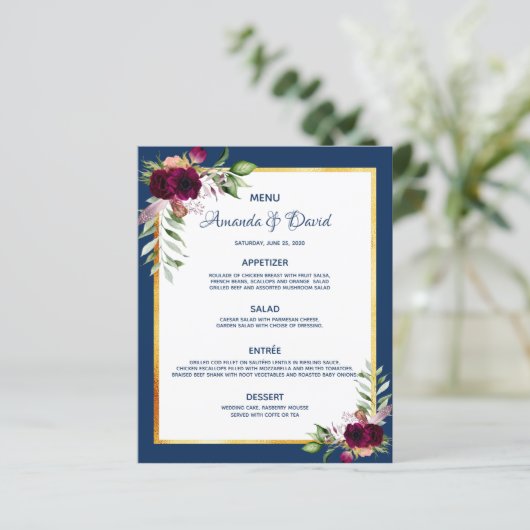 Blaue Blumenbordeaux (Stehend Vorderseite)