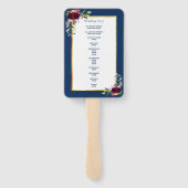 Blaue Blumenbordeaux Fächer (Rückseite)