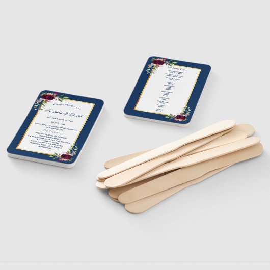 Blaue Blumenbordeaux Fächer (Non-assembled)