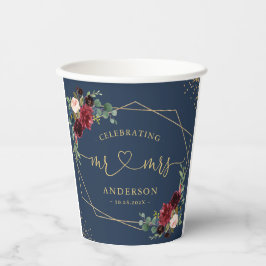 Blaue Blumenbrille und Hochzeit der Groom-Hochzeit Pappbecher