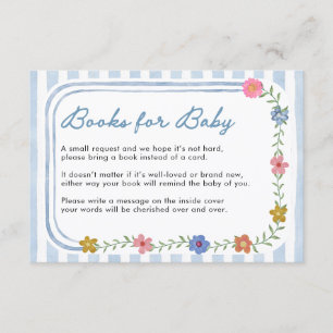 Blaue Blumenbücher für Baby-Karte Begleitkarte