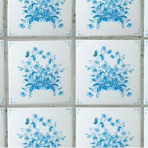 Blaue Blumenbusch-Toile inspirierte Dekorfliese Fliese