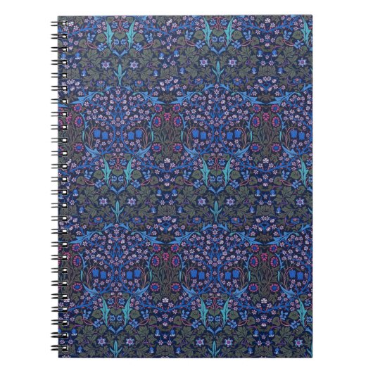 Blaue Blumendamast-William Morris-Kunst Nouveau Notizblock (Vorderseite)