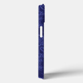 Blaue Blumendamastluxustapete Case-Mate iPhone Hülle (Rückseite / Rechts)