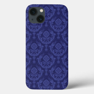 Blaue Blumendamastluxustapete Case-Mate iPhone Hülle