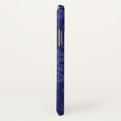 Blaue Blumendamastluxustapete Case-Mate iPhone Hülle (Hinten/Rechts)