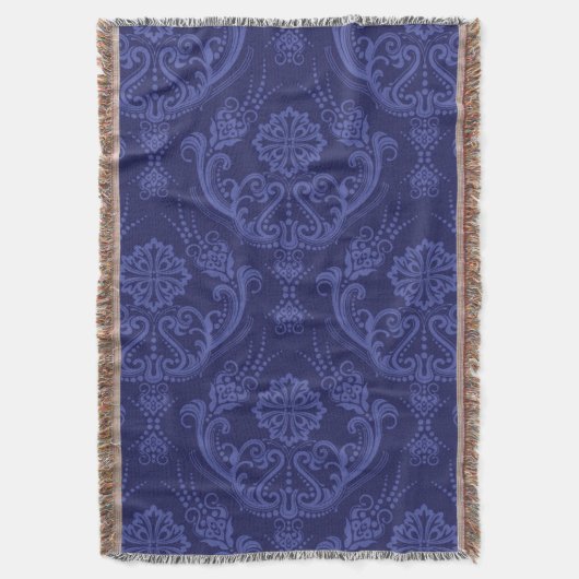 Blaue Blumendamastluxustapete Decke (Vorderseite Vertikal)